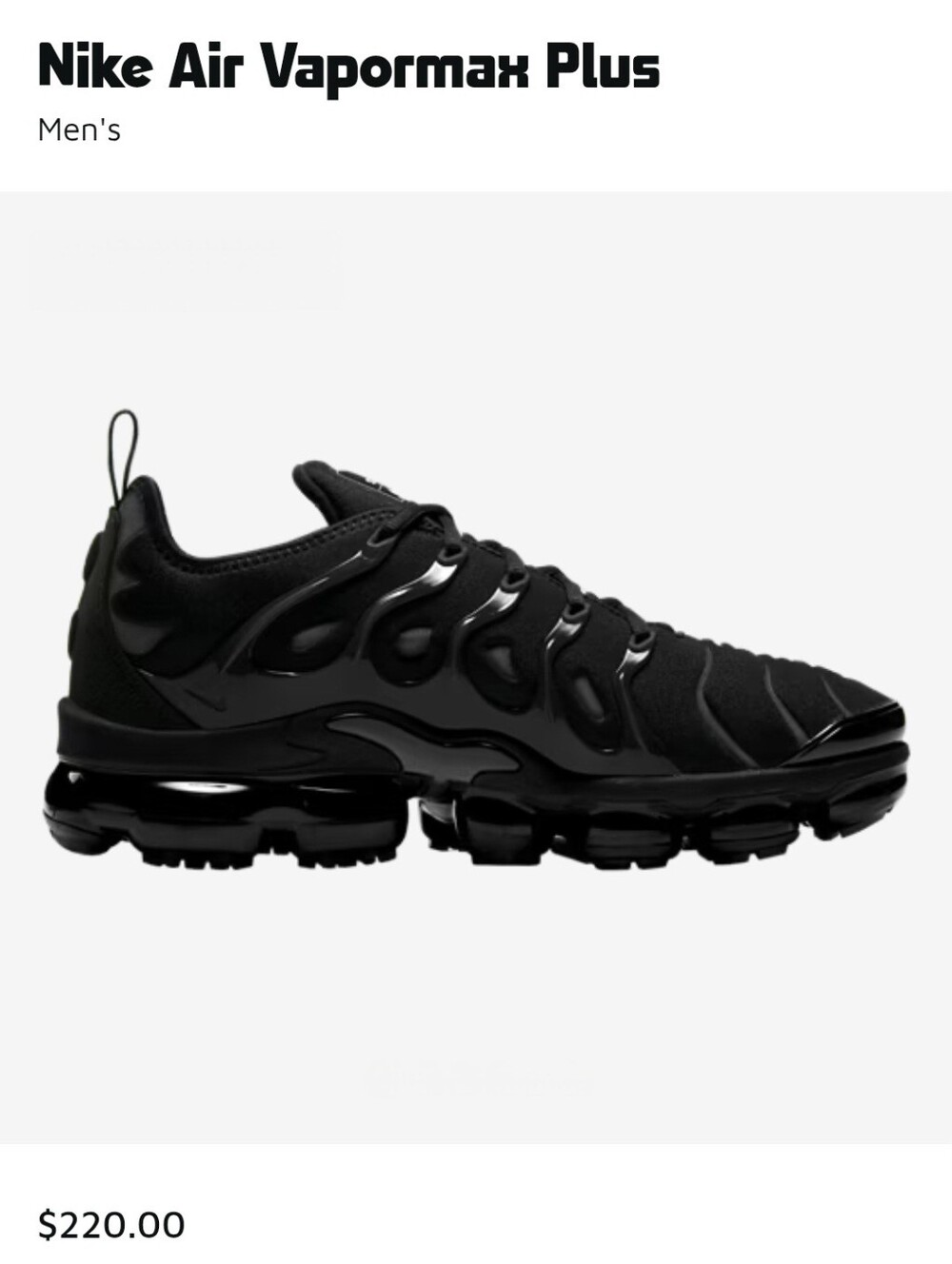 NIKE Air VaporMax Plus Triple Black Sneakers Shoes